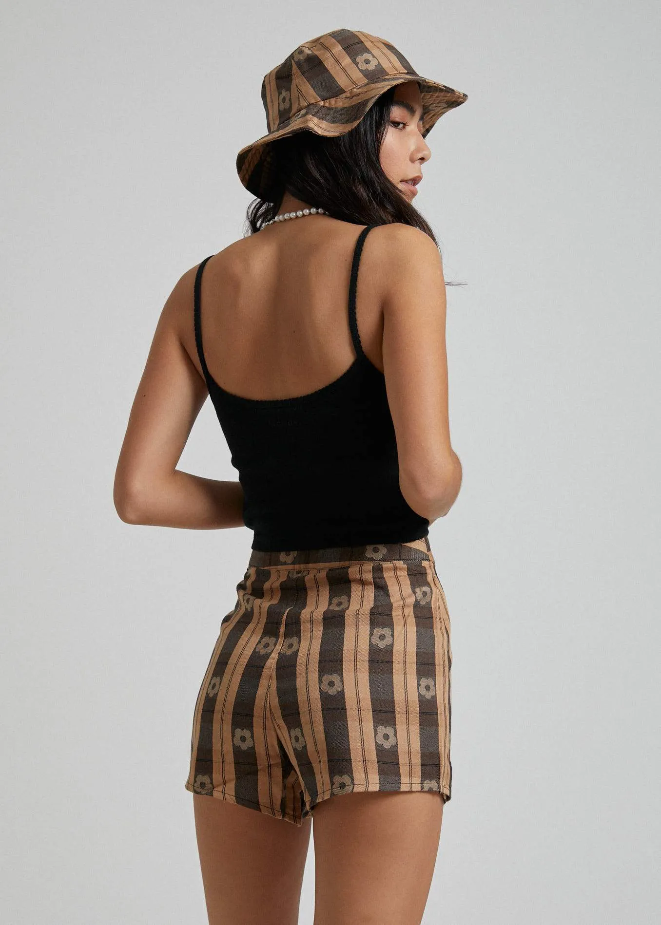 Afends Womens Poppy Check - Skort - Black & Tan