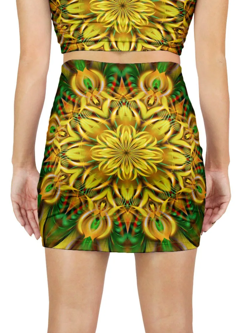 Alien Sunflower Mini Skirt