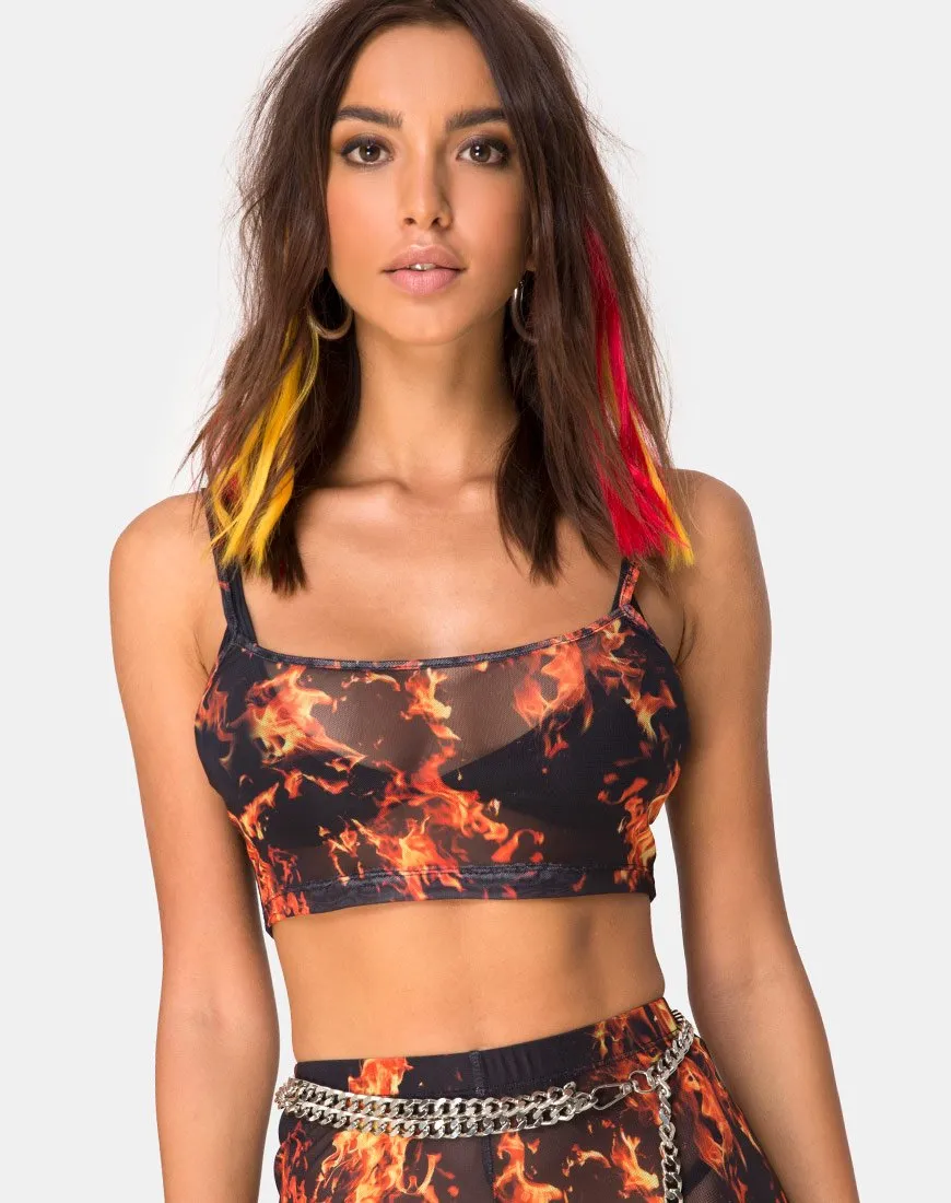 Bliss Crop Top in Fire Mesh