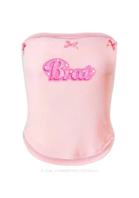 Brat Y2K Pink Bow Tie Tube Top Cherrykitten