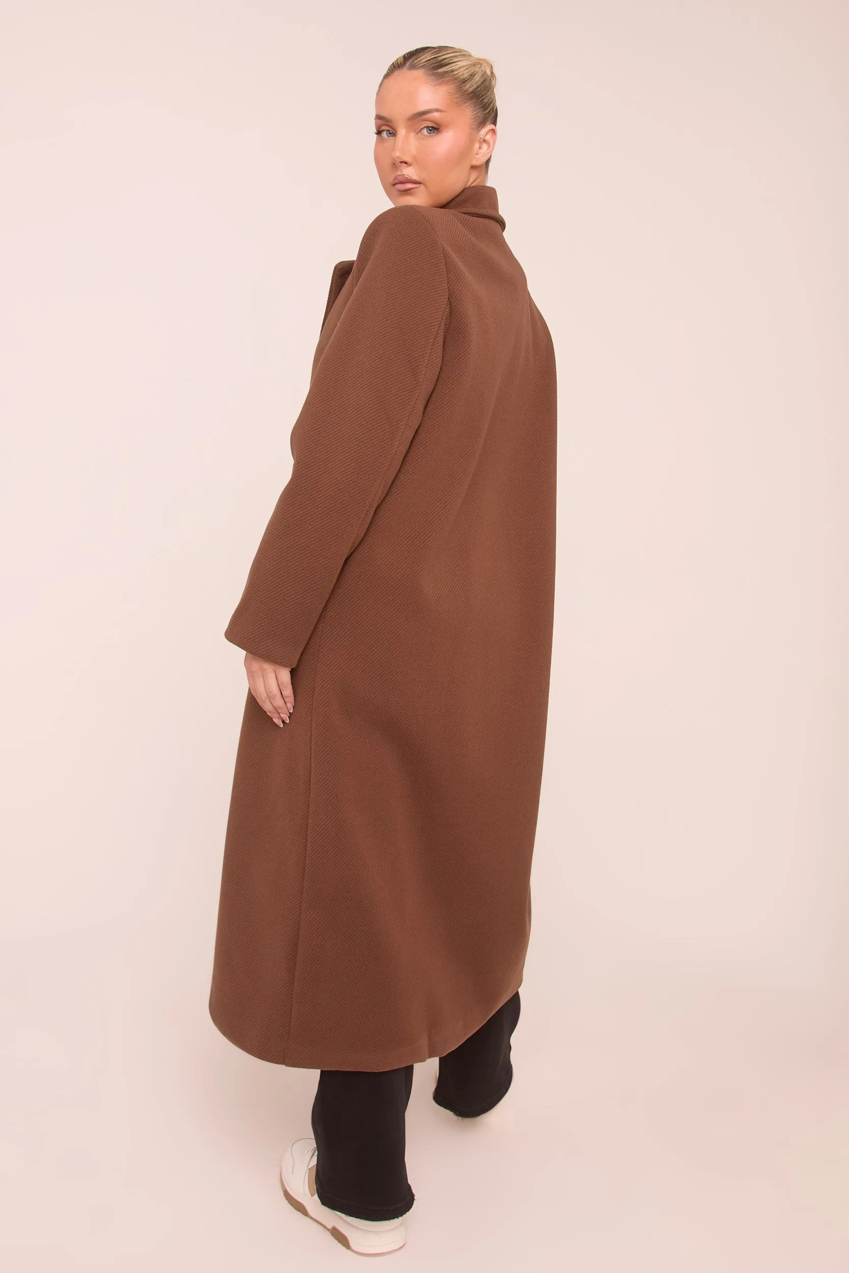 Brown Oversized Double Breasted Longline Coat - Blakely