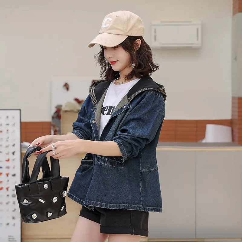 Casual Loose Fit Hooded Denim Jacket