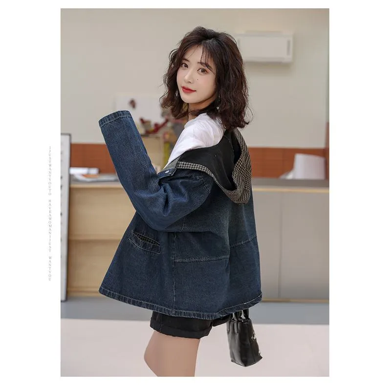 Casual Loose Fit Hooded Denim Jacket