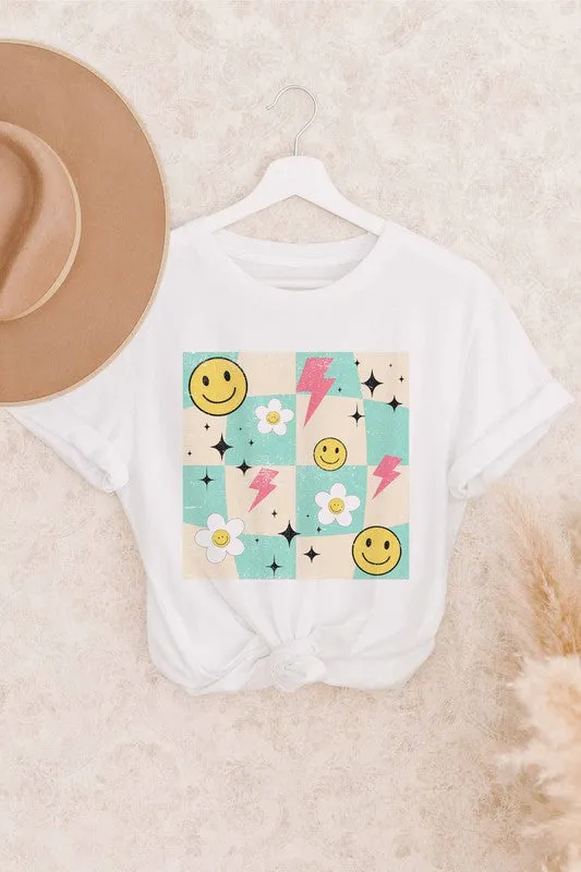 DAISY SMILEY CHECKER GRAPHIC TEE