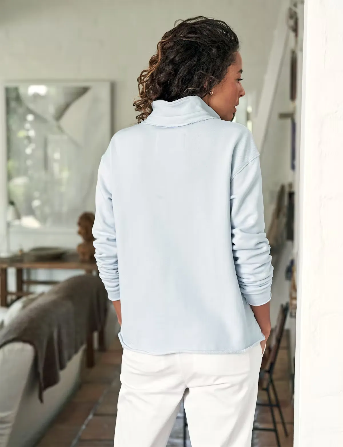 Frank & Eileen - Patrick Popover Henley Sweatshirt in Shirting Blue