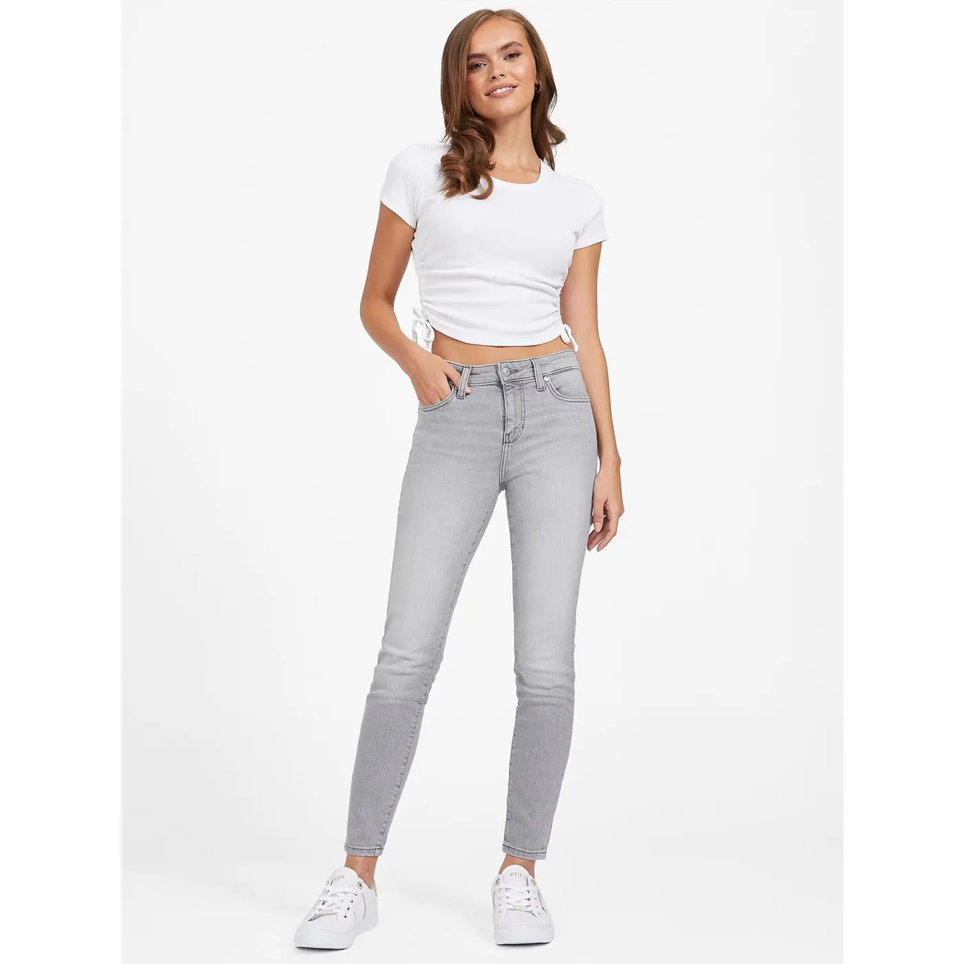 Grey Mid Rise Skinny Jeans