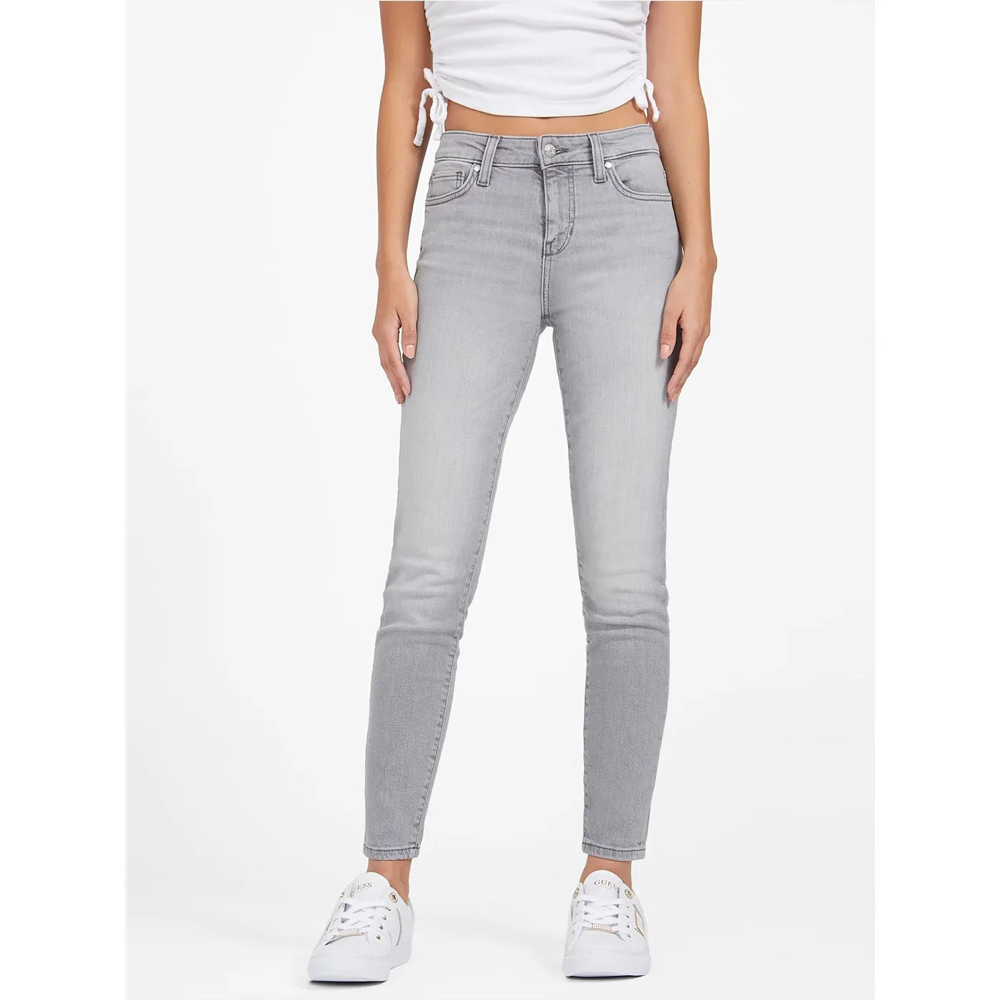 Grey Mid Rise Skinny Jeans