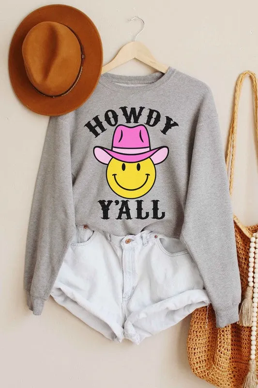 HOWDY YALL SMILEY GRAPHIC SWEATSHIRT