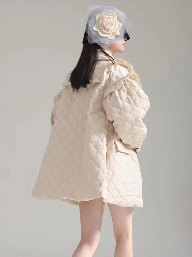 Hunta Ruffle Coat - Cream