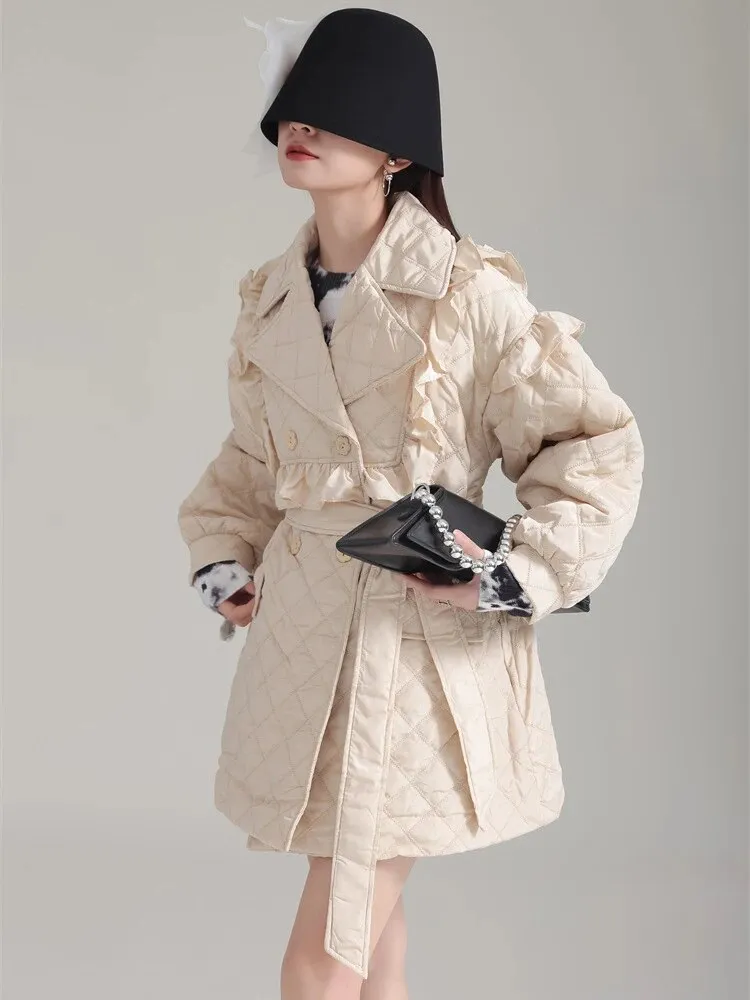 Hunta Ruffle Coat - Cream