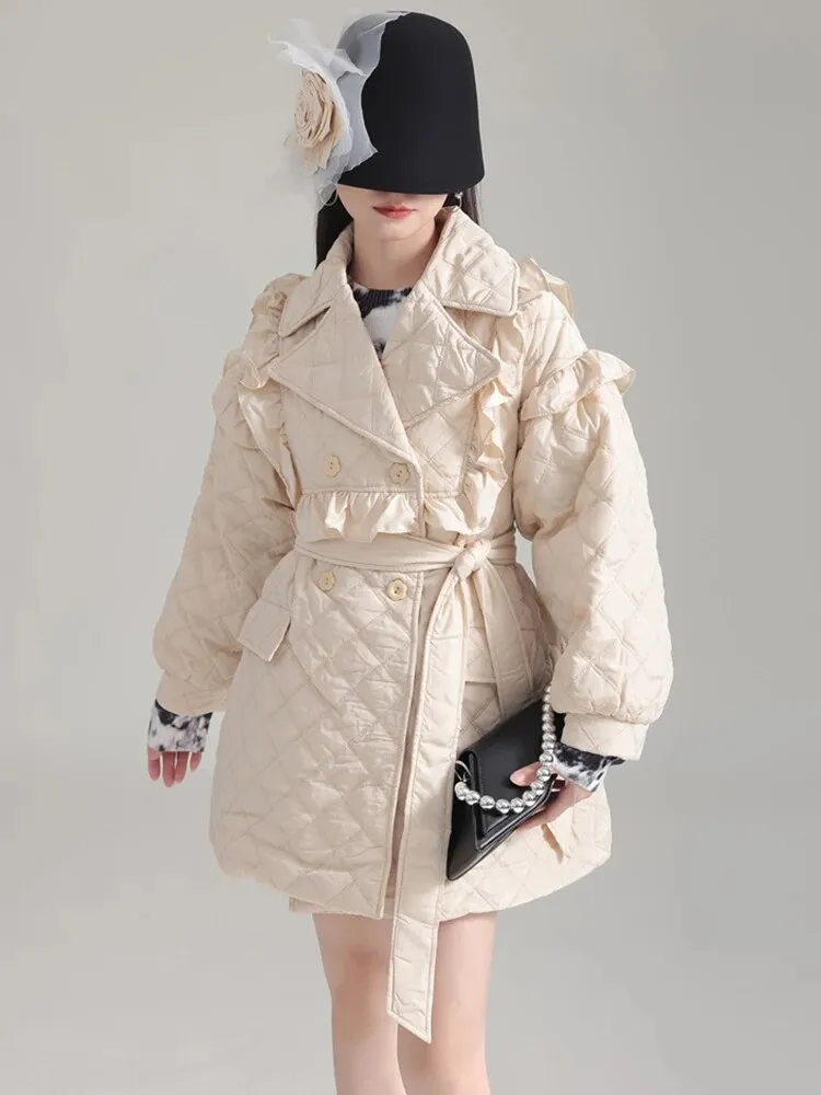 Hunta Ruffle Coat - Cream