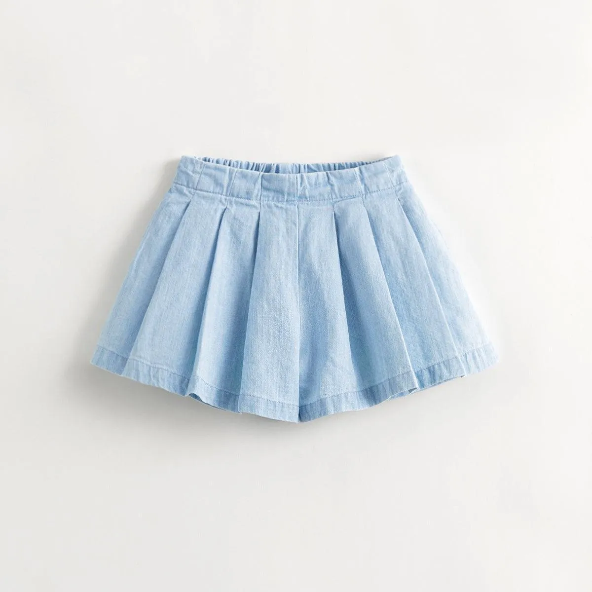 MARC & JANIE Girls Sweet A-line Pleated Denim Skorts 240617