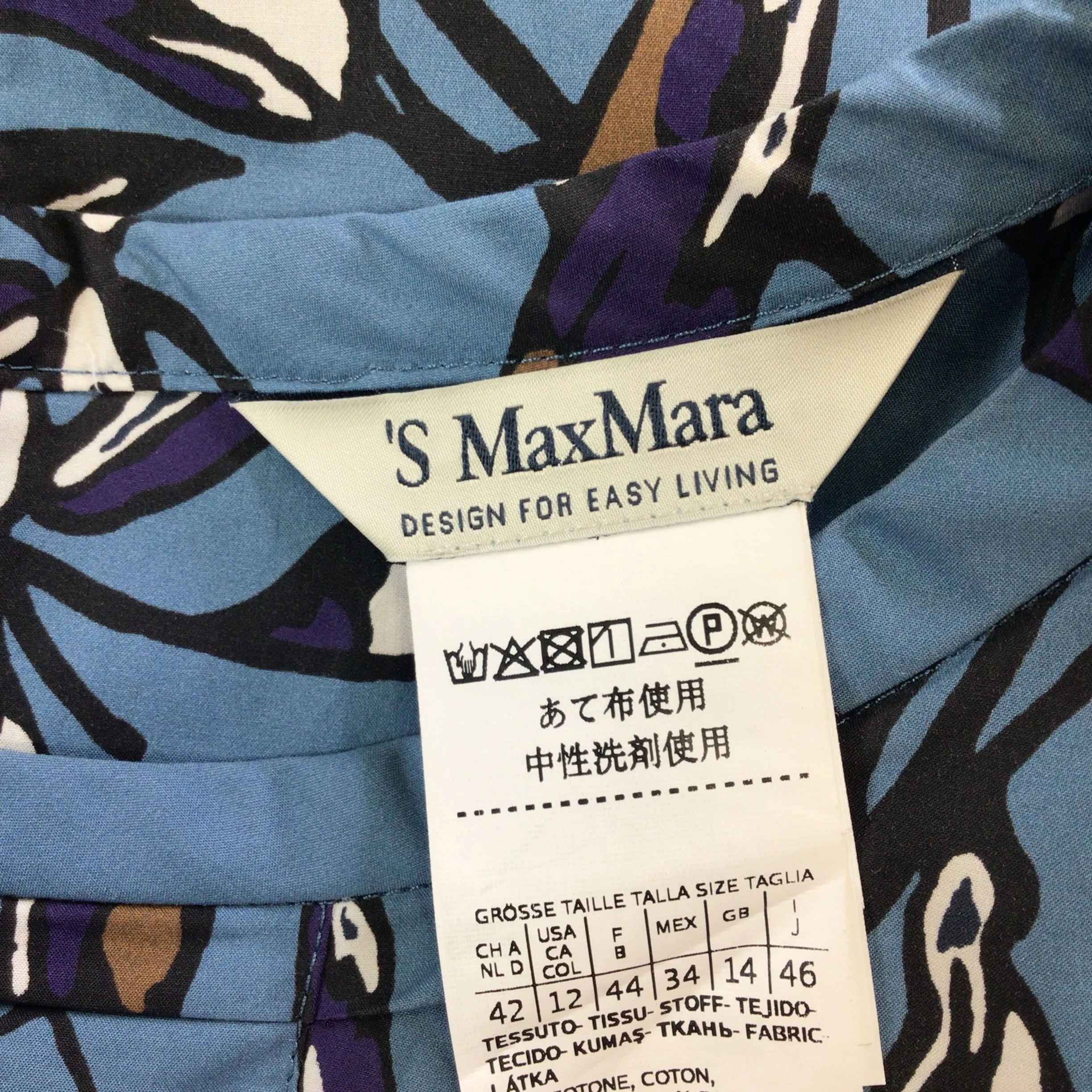 Max Mara 'S Blue Nola Printed Sleeveless Shift Dress in Azzurro