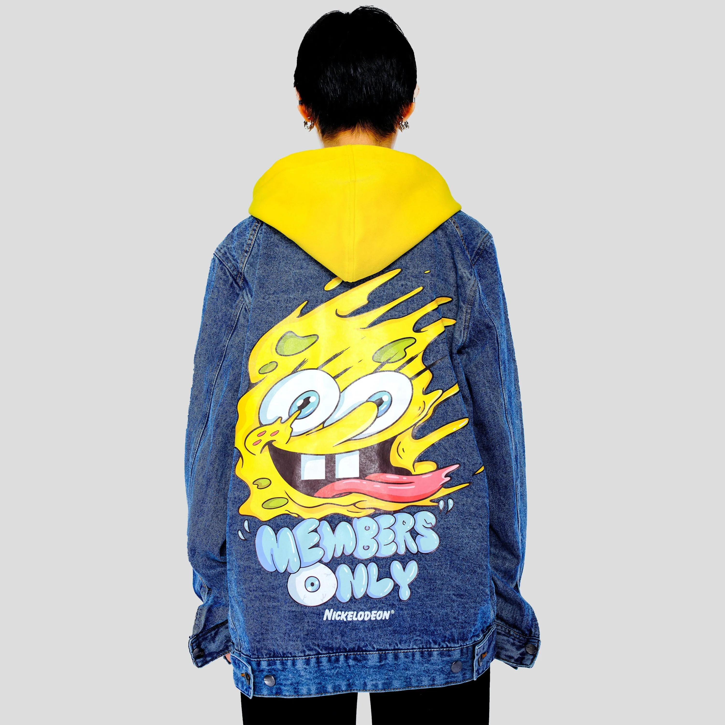 Members Only Women's Spongebob Hoodie Trucker Oversized Jacket