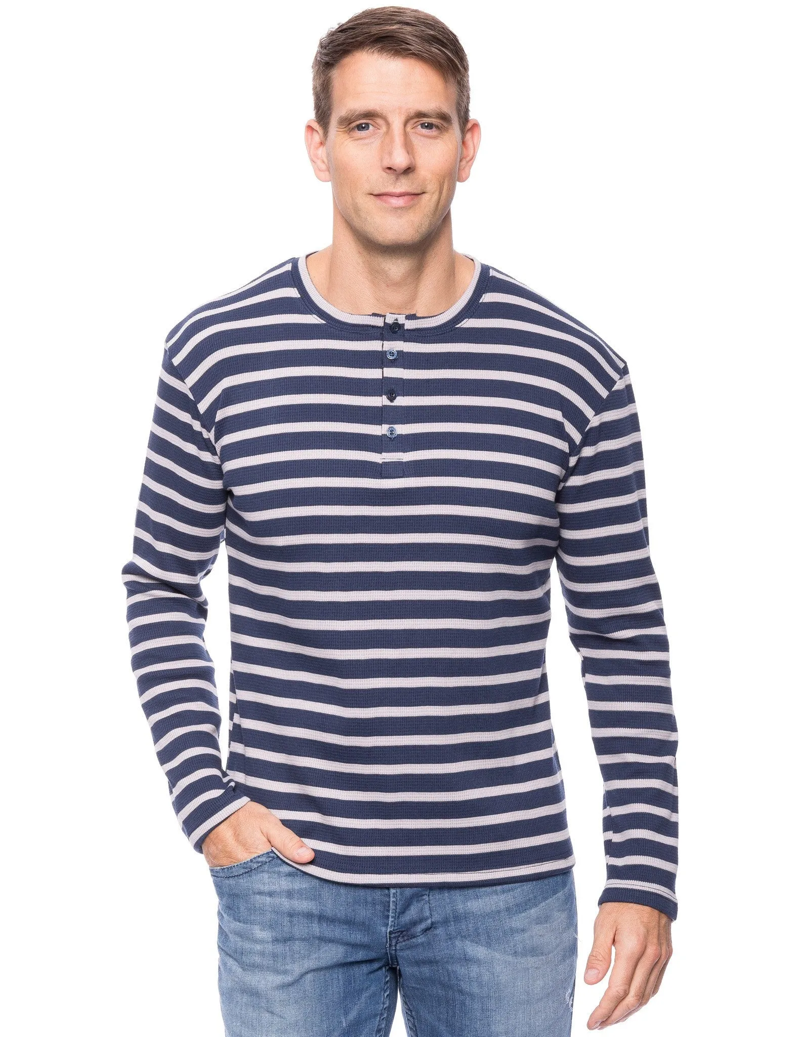 Men's Solid Thermal Henley Long Sleeve T-shirts