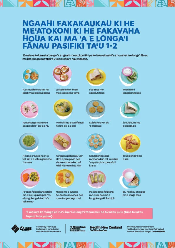 Ngaahi fakakaukau ki he me‘atokoni ki he fakavaha houa kai ma ‘a e longa‘i fānau Pasifiki ta‘u 1-2 Snack ideas for Pacific toddlers Tongan HE2683