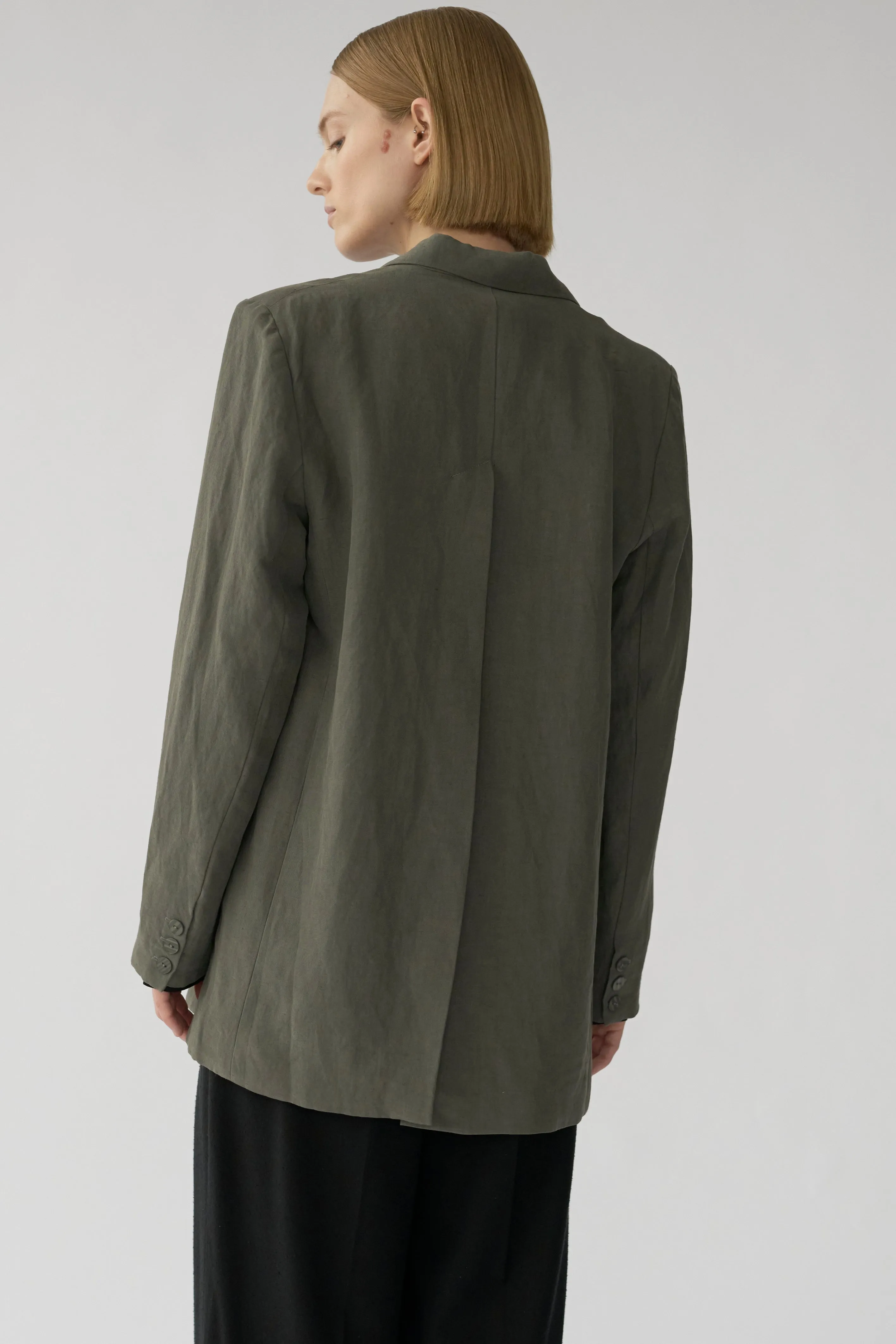 OTIS BLAZER - SAGE GREY - SILK/LINEN