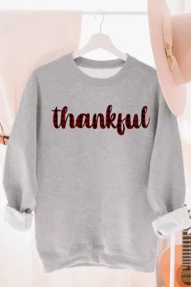 PLAID THANKFUL GRAPHIC SWEATSHIRT