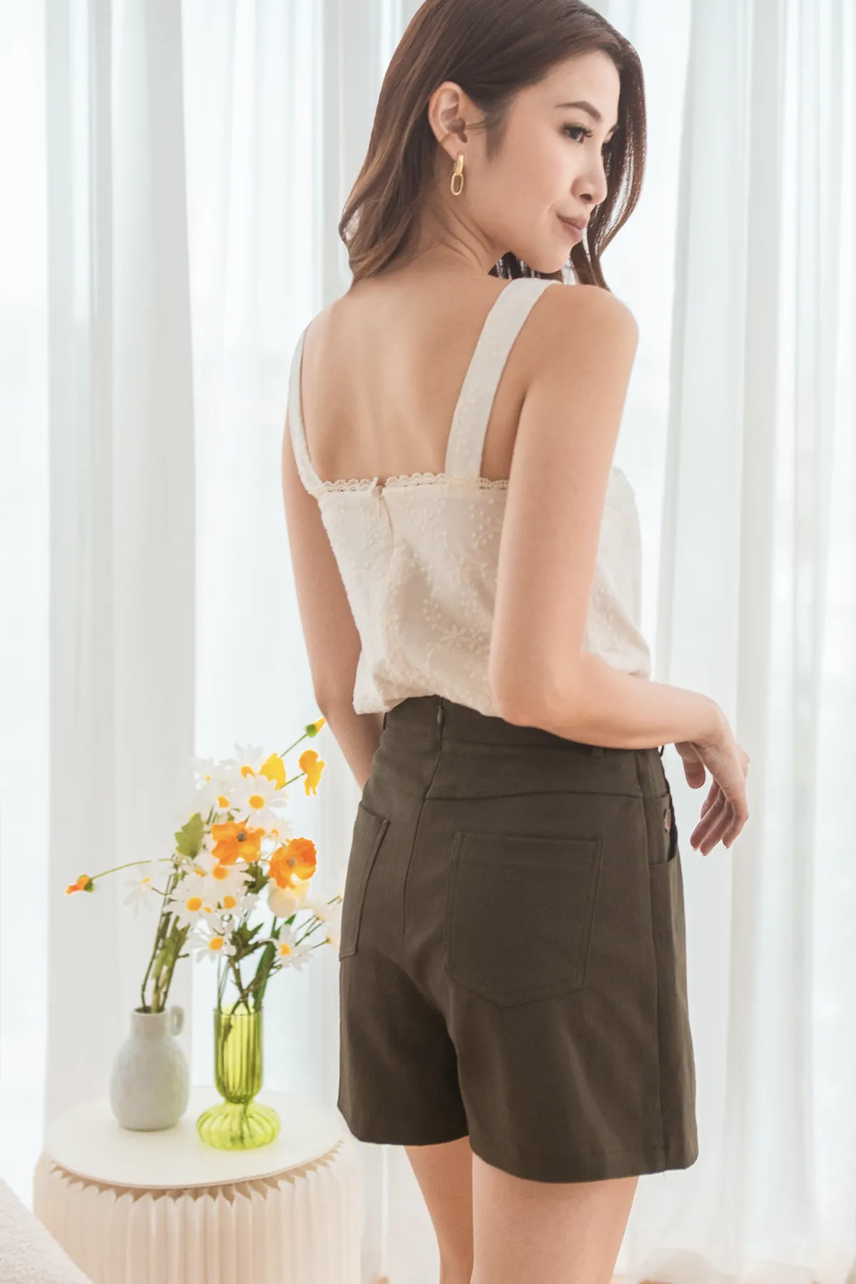 Raine Overlap Button Skorts (Khaki)