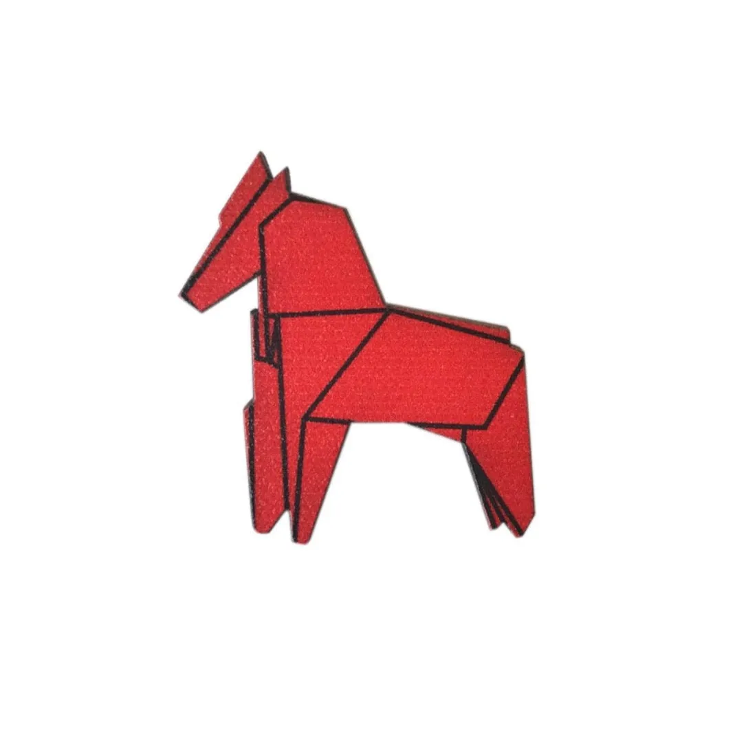 Red Horse Origami Pin