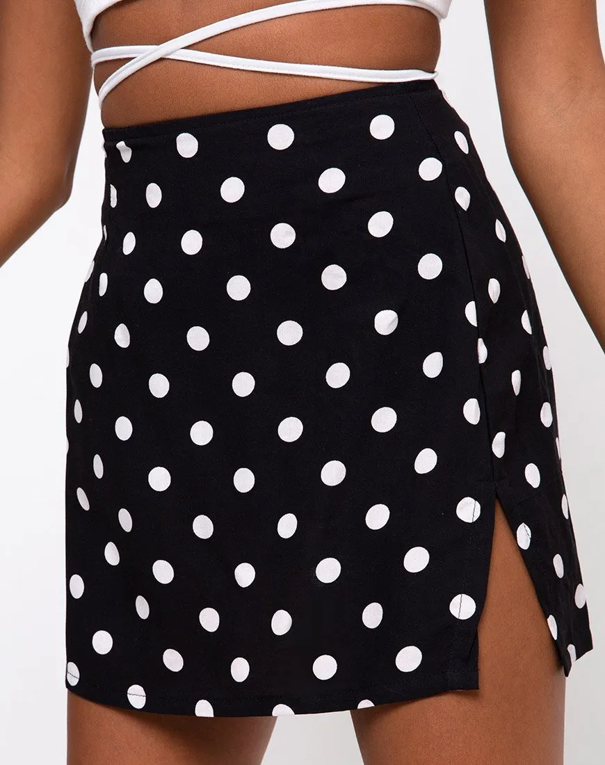 Sheny Mini Skirt in 80's Polka Black