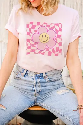 SMILEY CHECKER GRAPHIC TEE PLUS SIZE