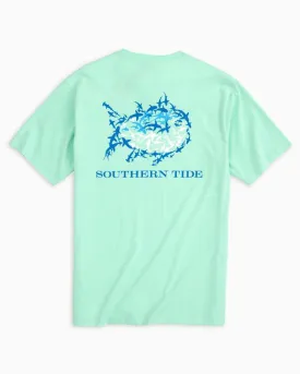 Southern Tide Men's SS School of Sharks Skipjack T-Shirt/Ocean Green