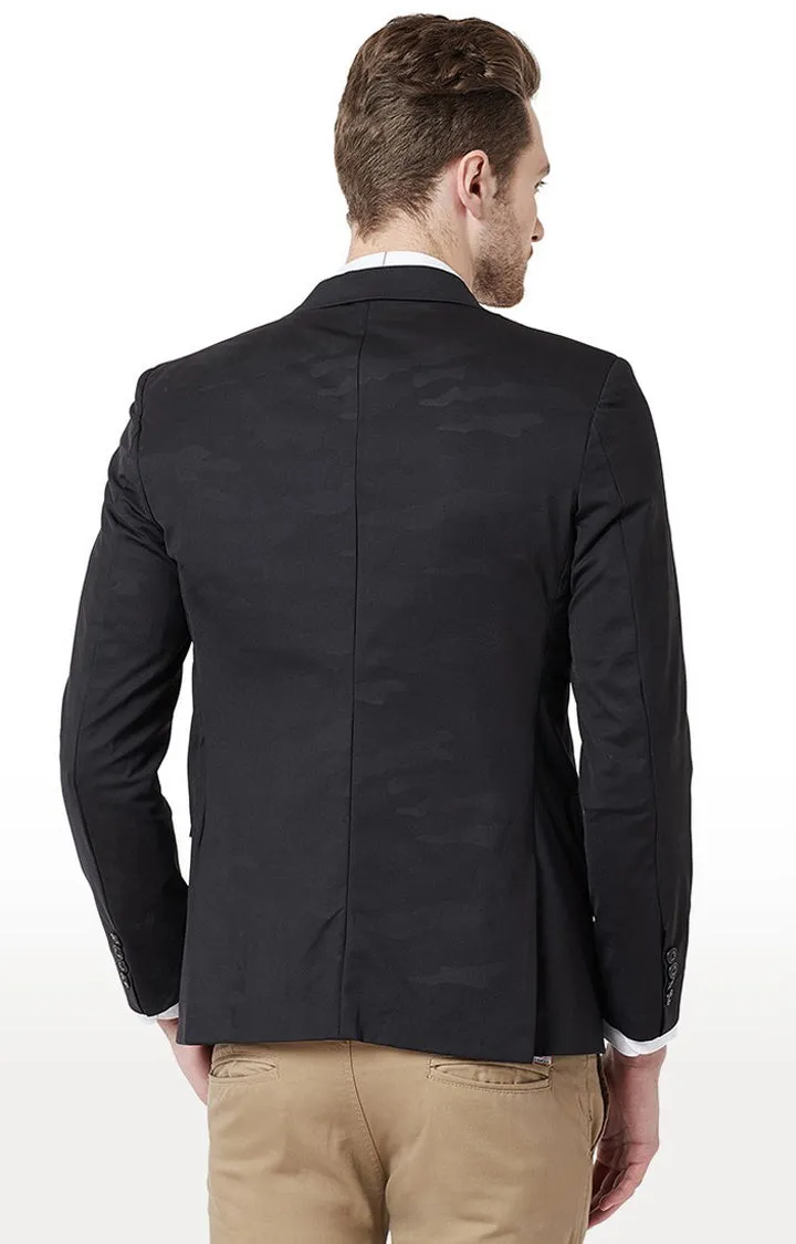 Spykar Black Cotton Regular Fit Blazer For Men