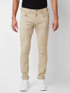 Spykar Low Rise Skinny Fit Beige Jeans For Men