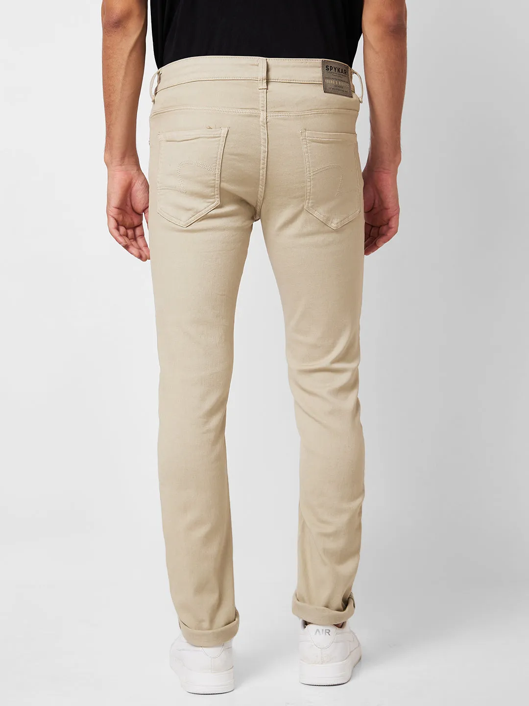 Spykar Low Rise Skinny Fit Beige Jeans For Men