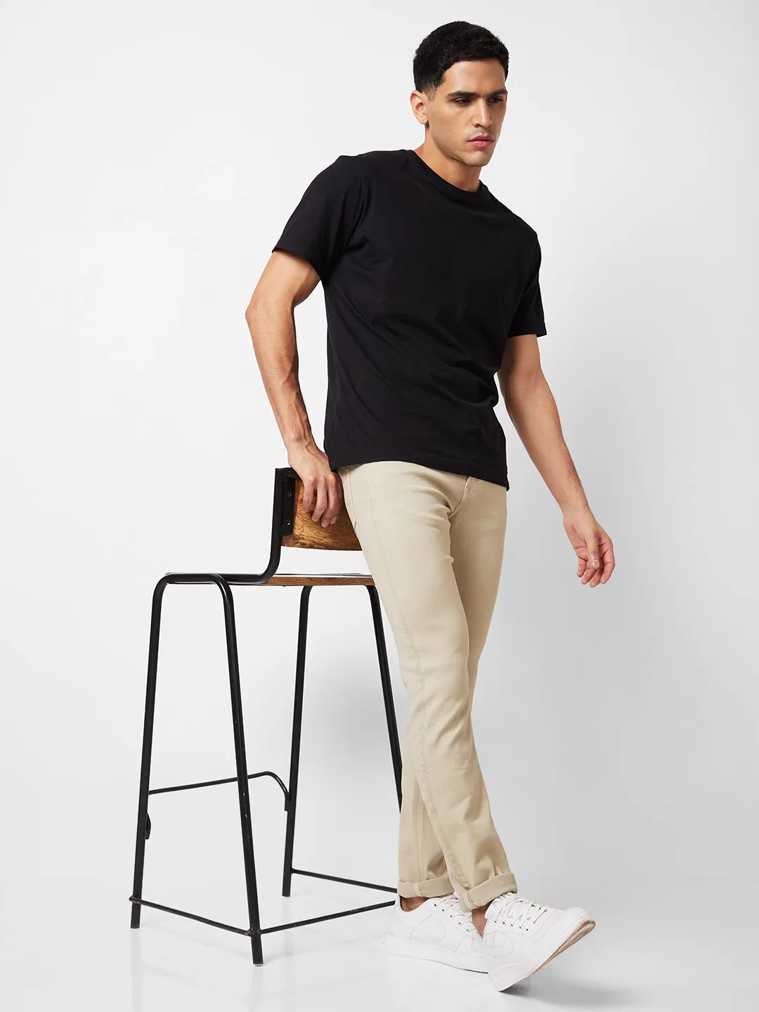 Spykar Low Rise Skinny Fit Beige Jeans For Men