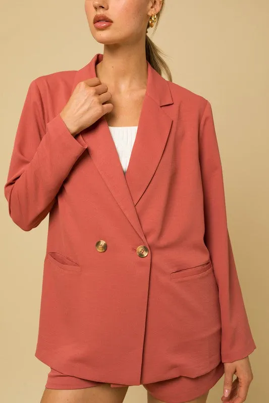 TEEK - Coral Double Breasted Blazer