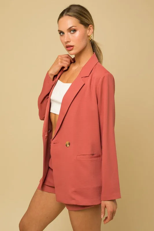 TEEK - Coral Double Breasted Blazer