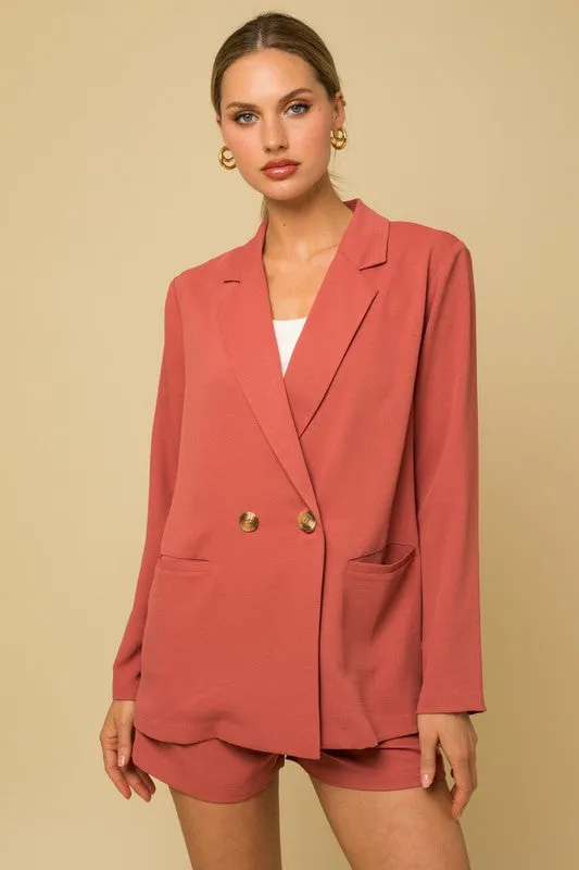 TEEK - Coral Double Breasted Blazer