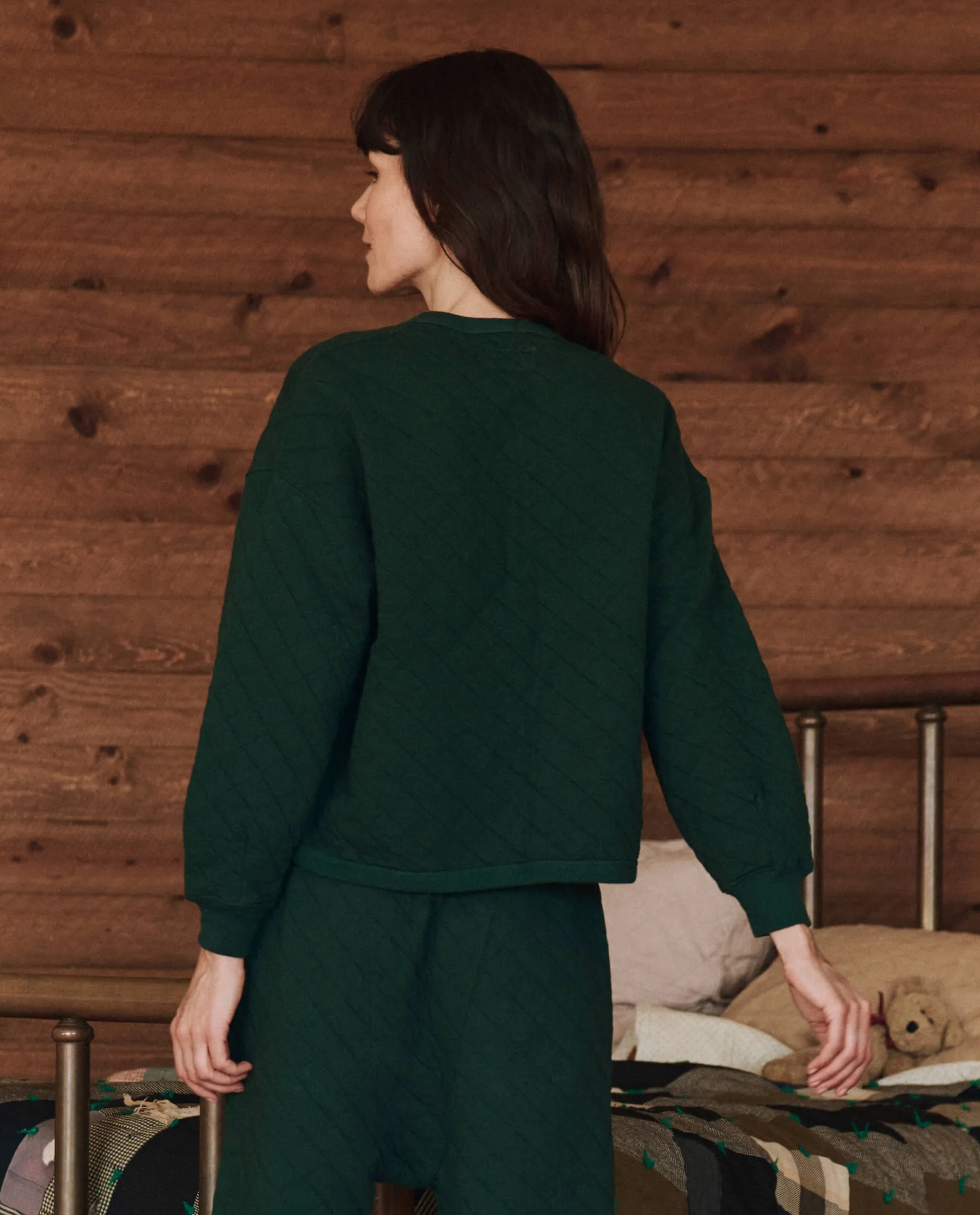 The Quilted Henley Sleep Sweatshirt. -- Pine