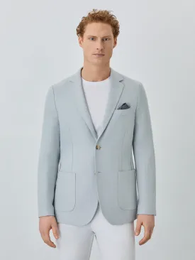 Unstructured Herringbone Blazer With Patch Pockets In Linen