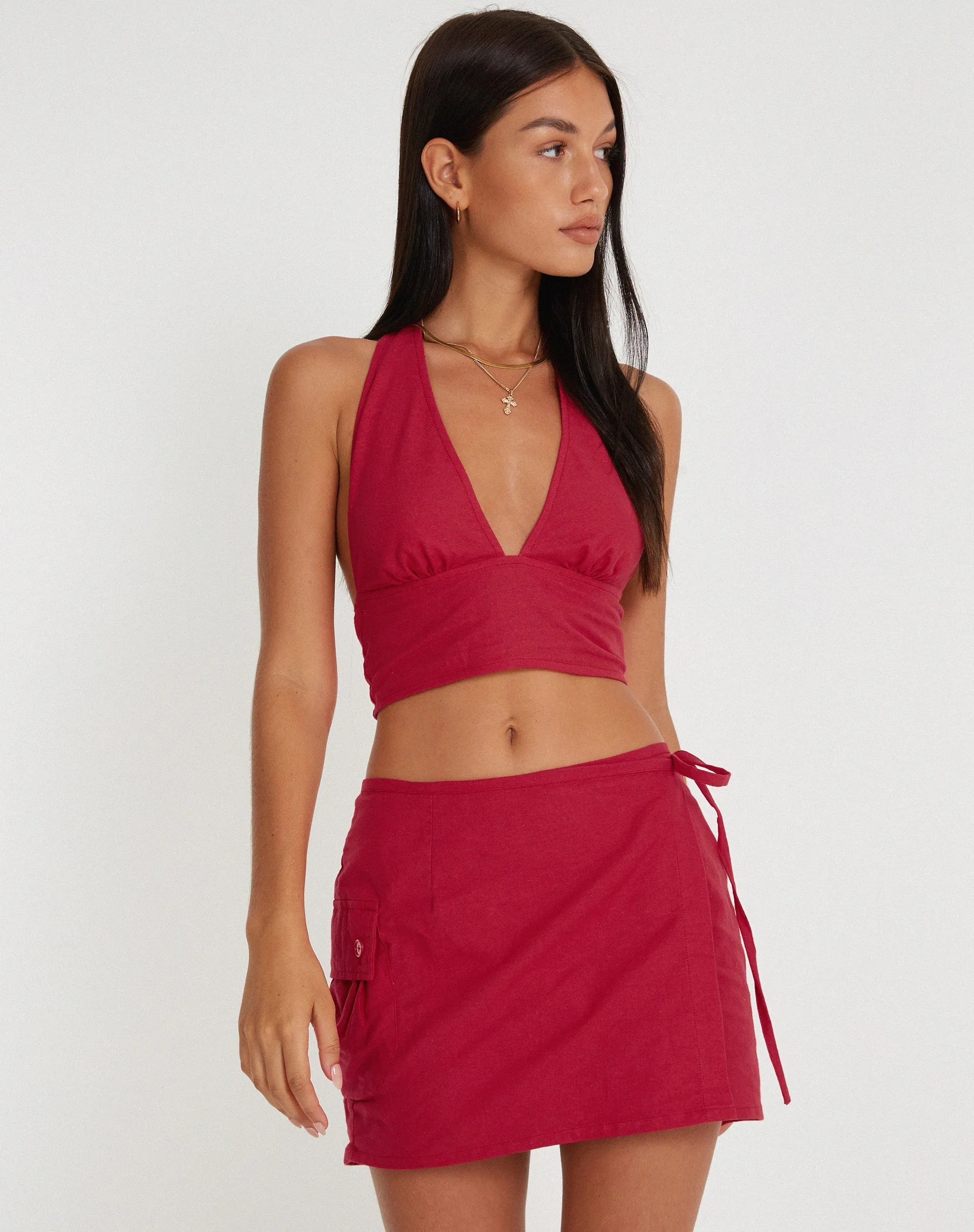 Valio Mini Skirt in Tango Red