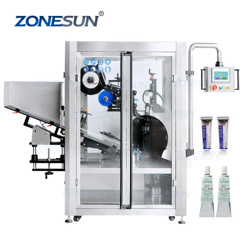 ZONESUN ZS-TB160T Automatic Soft Plastic Aluminum Tube Self Adhesive Sticker Labeling Machine For Cosmetics Hand Cream Facial Cleanser